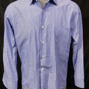 Hugo Boss Long Sleeve Oxford Dress Shirt, BlueWhite Stripe Mens 15.5 3233
